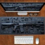 Mousepad gaming XXL – 80×30 cm pentru Birou & Gaming –Design Tactic Tehnic (Blueprint), Antiderapant, Negru №16