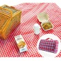 Covor de picnic și plajă impermeabil, pliabil, cu mâner, 200×150 cm – rosu cu carouri albe