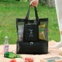 Geantă termoizolantă pentru prânz și relaxare, material impermeabil,– 37 × 42 × 15 cm, Negru.