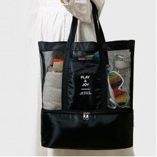 Geantă termoizolantă pentru prânz și relaxare, material impermeabil,– 37 × 42 × 15 cm, Negru.
