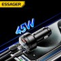Încărcător Auto Essager 105W – Cu 3 Porturi, Încărcare Ultra Rapidă PD/QC, LED Inteligent și Design Compact din Aluminiu
